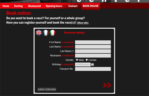 Example of the online booking